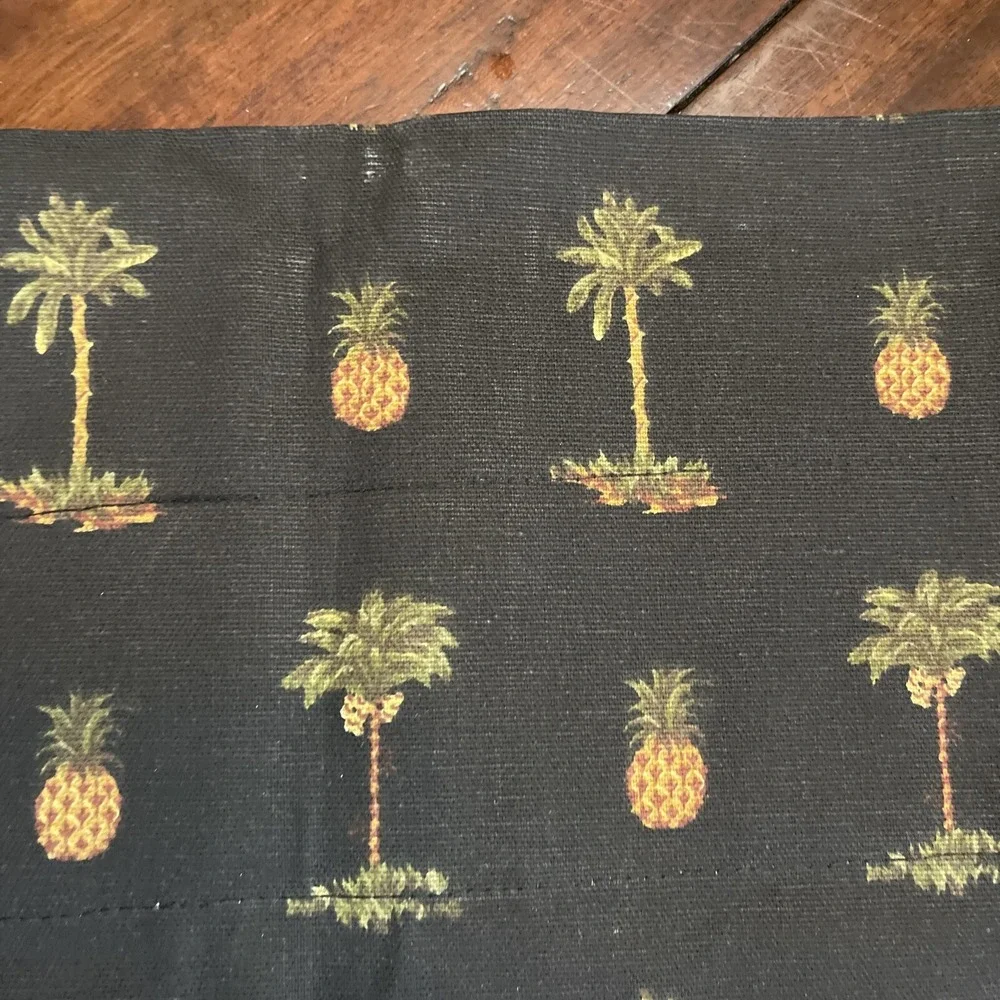 Vintage‎ Waverly Tiki Print Valance Pineapple Palm Tree Tiki Bamboo Hawaii